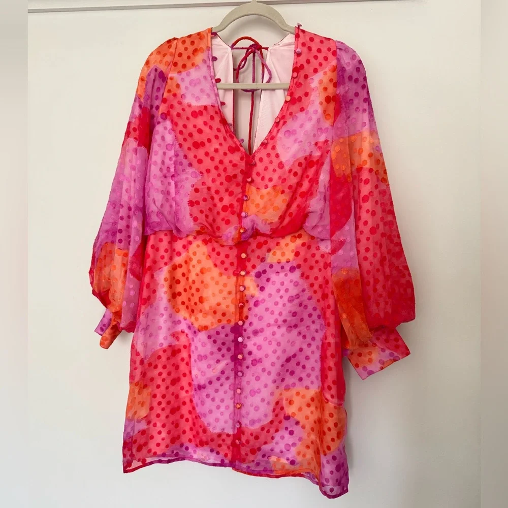 ASOS colorful long sleeve mini dress size 12 - Picture 2 of 4